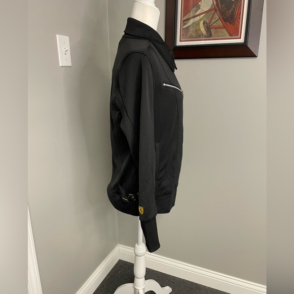 Puma Ferrari Asymmetrical Zip Moto Jacket Black Womens Size Large Racing - Picture 3 of 8